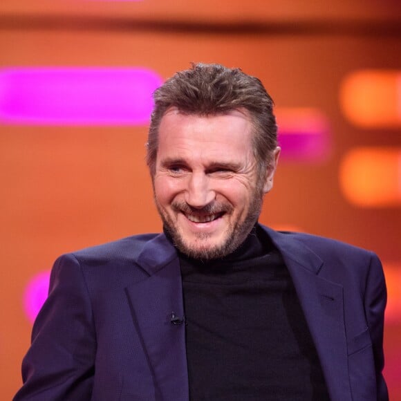 Liam Neeson lors du tournage du Graham Norton Show le 18 janvier 2018 - diffusion vendredi 19 janvier sur BBC ONE.