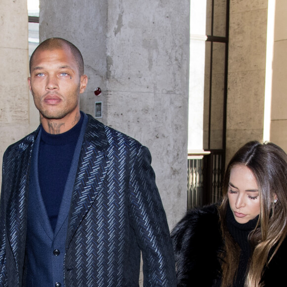 Jeremy Meeks et sa compagne Chloe Green au défilé Cerruti Hommes Automne-Hiver 2018 à Paris le 19 janvier 2018. © Pierre Perusseau / Bestimage