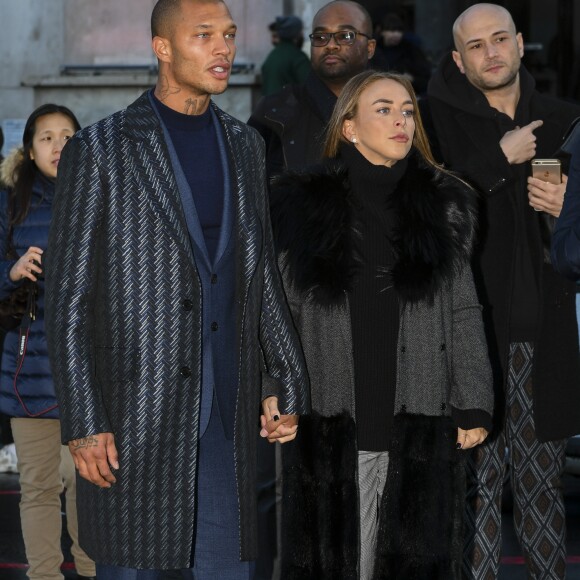 Jeremy Meeks et sa compagne Chloe Green au défilé Cerruti Hommes Automne-Hiver 2018 à Paris le 19 janvier 2018. © Pierre Perusseau / Bestimage