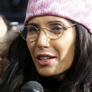 Padma Lakshmi - Les célébrités lors des manifestations géantes aux États-Unis pour la 2e "Marche des femmes" à New York le 20 janvier 2018.