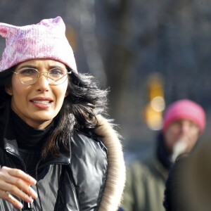 Padma Lakshmi - Les célébrités lors des manifestations géantes aux États-Unis pour la 2e "Marche des femmes" à New York le 20 janvier 2018.