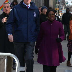 Bill de Blasio et Charlene McCray - Les célébrités lors des manifestations géantes aux États-Unis pour la 2e "Marche des femmes" à New York le 20 janvier 2018.