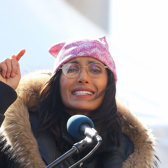 Padma Lakshmi - Les célébrités lors des manifestations géantes aux États-Unis pour la 2e "Marche des femmes" à New York le 20 janvier 2018.