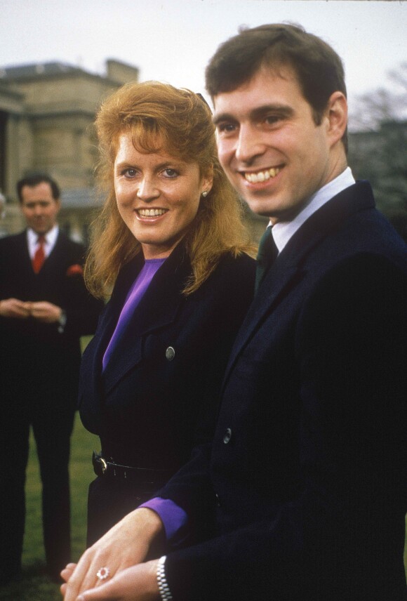 Prince Andrew, Duke of York with Sarah Ferguson after their engagement announcement, Buckingham Palace in London, UK March 17, 1986. Photo by LFI/Photoshot/ABACAPRESS.COM17/03/1986 - London