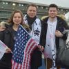 Guillaume de Tonquédec, sa femme Christèle et leurs enfants Victoire (gauche) et Amaury - Célébrités à la 97ème édition du Grand Prix d'Amérique à l'hippodrome de Vincennes à Paris, France, le 28 janvier 2018. © Giancarlo Gorassini/Bestimage