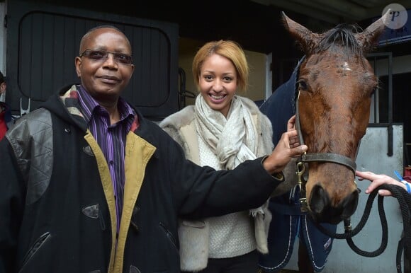 Estelle Mossely et son père Pascal - Célébrités à la 97ème édition du Grand Prix d'Amérique à l'hippodrome de Vincennes à Paris, France, le 28 janvier 2018. © Giancarlo Gorassini/Bestimage