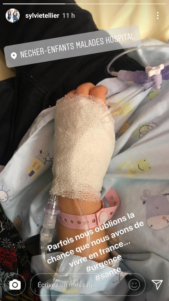 Sylvie Tellier révèle sur Instagram que sa fille Margaux a été hospitalisée à l'hôpital Necker-Enfants malades, à Paris, le 31 janvier 2018.