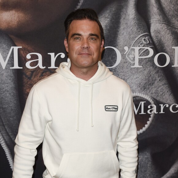 Robbie Williams et sa femme Ayda Field présentent la collection "Robbie Williams x Marc O'Polo" lancée à l'occasion du 50ème anniversaire de la marque à Munich, le 6 juillet 2017.