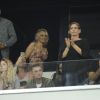 Pamela Anderson assiste à son premier match de l'Olympique de Marseille (OM) au Vélodrome pour venir voir son compagnon le défenseur central Adil Rami qui a quitté la pelouse sur blessure au stade Vélodrome à Marseille, le 24 août 2017. © Agence/Bestimageage
