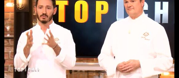 Les chefs Cédric Grolet et Jocelyn Herland lors du quatrième épisode de "Top Chef" diffusé le 21 février 2018 sur M6.