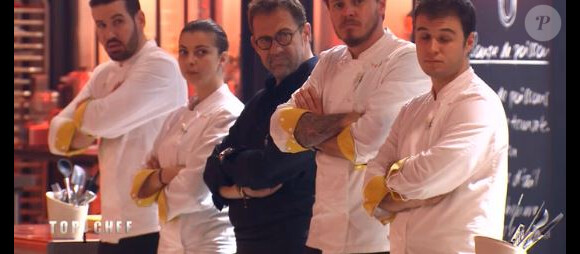 La brigade de Michel Sarran lors du quatrième épisode de "Top Chef" diffusé le 21 février 2018 sur M6.