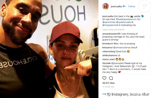 Aaron Hines et Jessica Alba. Février 2018.