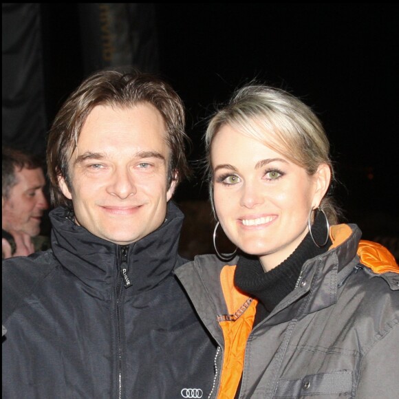 David et Laeticia Hallyday au Val d'Isère dans le cadre de la Descente de la Coupe du monde de Ski en février 2008