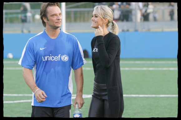 Exclusif - David et Laeticia Hallyday au match de gala au profit de l'UNICEF à Clichy en septembre 2008