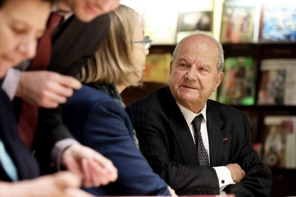 Exclusif - Françoise Nyssen, Marc Ladreit de Lacharrière - L'homme d'affaires Marc Ladreit de Lacharrière a confié au musée du Quai Branly-Jacques Chirac le meilleur de sa collection composée de 36 oeuvres remarquables de l'ancienne Afrique équatoriale française et d'Océanie. Paris, le 15 Février 2018 © Dominique Jacovides / Bestimage