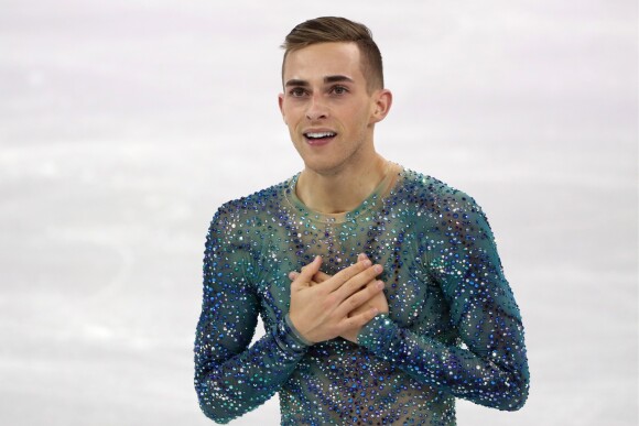Adam Rippon lors de la compétition de patinage artistique hommes, sur la Gangneung Ice Arena, le 17 février 2018