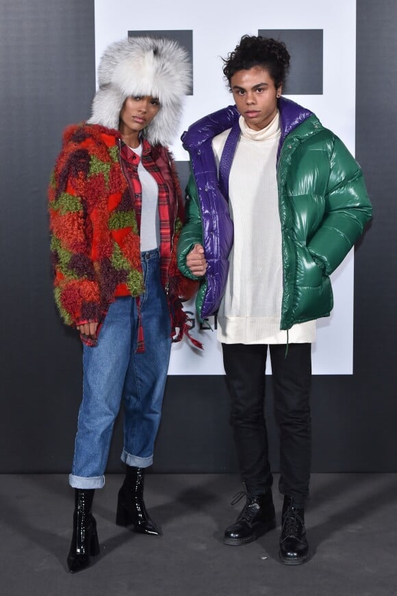 Tina Kunakey et son frère Zachary Kunakey assistent à la présentation "Moncler Genius" en ouverture de la Fashion Week de Milan, le 20 février 2018.