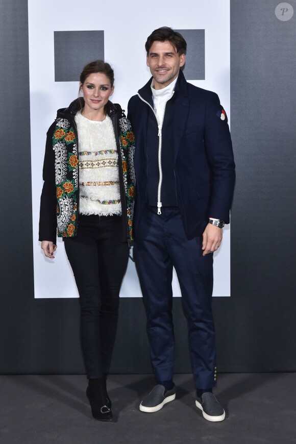 Olivia Palermo et son mari Johannes Huebl - Présentation "Moncler Genius" en ouverture de la Fashion Week de Milan, le 20 février 2018.