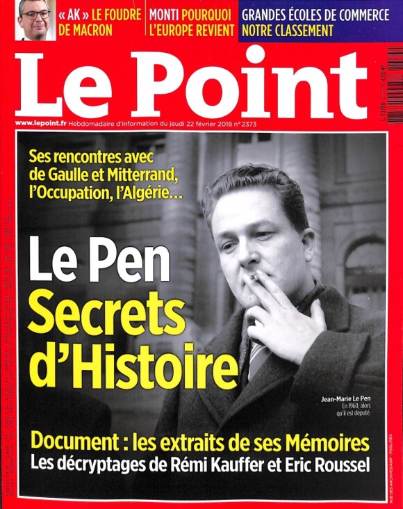 Couverture du magazine "Le Point", numéro du 22 février 2018.