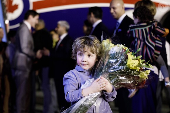 Justin Trudeau, premier ministre du Canada, arrive à New Delhi en famille avec sa femme Sophie et leurs enfants Xavier, Ella et Hadrien pour une visite de 7 jours le 17 février 2018.