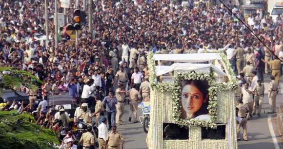 Les funérailles de Sridevi, star de Bollywood, à Mumbai en Inde le 28 février 2018
