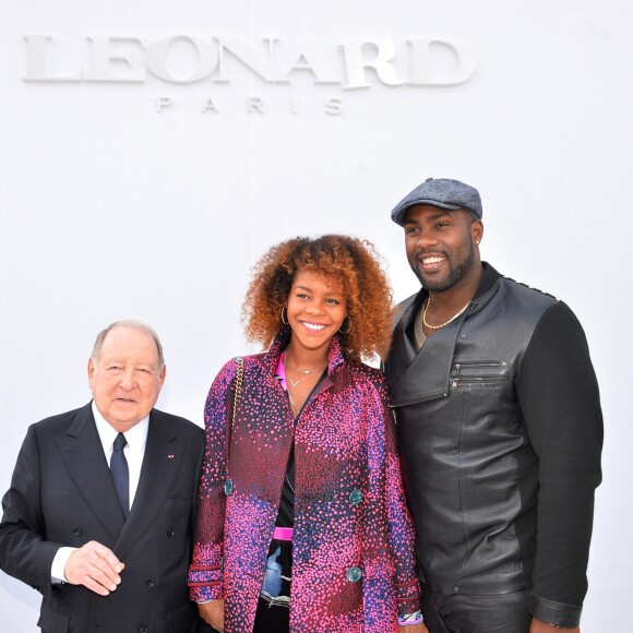 Daniel Tribouillard, Luthna Plocus et son compagnon Teddy Riner au défilé de Léonard, collection prêt-à-porter automne-hiver 2018/2019, à Paris, le 5mars 2018 © CVS-Veeren / Bestimage