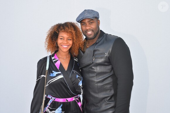 Luthna Plocus et son compagnon Teddy Riner au défilé de Léonard, collection prêt-à-porter automne-hiver 2018/2019, à Paris, le 5mars 2018 © CVS-Veeren / Bestimage