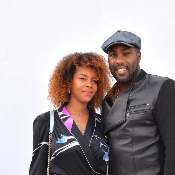Luthna Plocus et son compagnon Teddy Riner au défilé de Léonard, collection prêt-à-porter automne-hiver 2018/2019, à Paris, le 5mars 2018 © CVS-Veeren / Bestimage