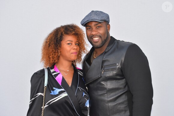 Luthna Plocus et son compagnon Teddy Riner au défilé de Léonard, collection prêt-à-porter automne-hiver 2018/2019, à Paris, le 5mars 2018 © CVS-Veeren / Bestimage