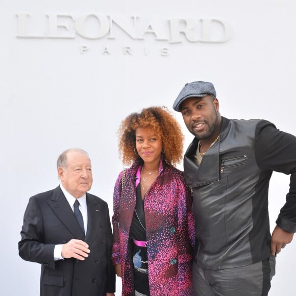 Daniel Tribouillard, Luthna Plocus et son compagnon Teddy Riner au défilé de Léonard, collection prêt-à-porter automne-hiver 2018/2019, à Paris, le 5mars 2018 © CVS-Veeren / Bestimage