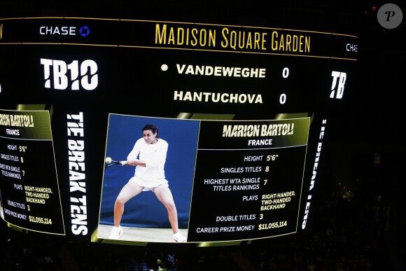 Marion Bartoli faisait son come-back lors du mini-tournoi d'exhibition Tie Break Tens au Madison Square Garden à New York City, le 5 mars 2018, après sa défaite contre Serena (10-6).