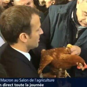 Emmanuel Macron en visite au Salon de l'Agriculture à Paris. Le 24 février 2018.