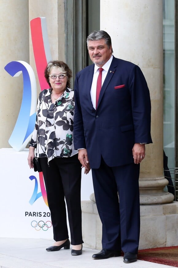 Edwige Avice et David Douillet, membre de la délégation française de Paris 2024, au palais de l'Elysée à Paris, France, le 16 septembre 2017. © Stéphane Lemouton/Bestimage