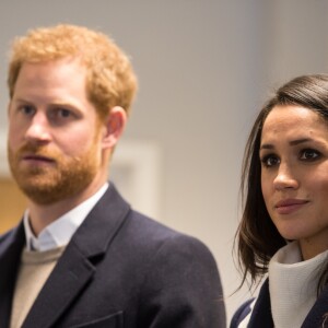 Le prince Harry et sa fiancée Meghan Markle assistent à une séance de formation des apprentis coaches au Nechells Wellbeing Centre à Birmingham le 8 mars 2018.