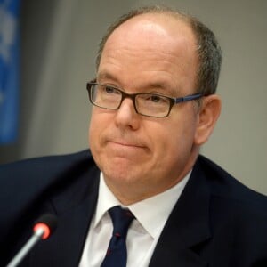 Le prince Albert II de Monaco lors d'une conférence sur les océans organisée par les Nations unies au siège des Nations unies à New York le 7 juin 2017.