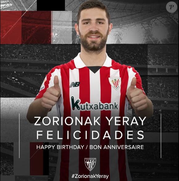 Yeray Alvarez célébré par son club de l'Athletic Bilbao à l'occasion de son 23e anniversaire. Instagram, le 24 janvier 2018.