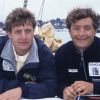 Archives - - En France, en Bretagne, à la Trinité-sur-Mer, au large des cotes, Yvan Bourgnon à la barre du trimaran FONCIA et son frère Laurent Bourgnon le 2 octobre 1999.