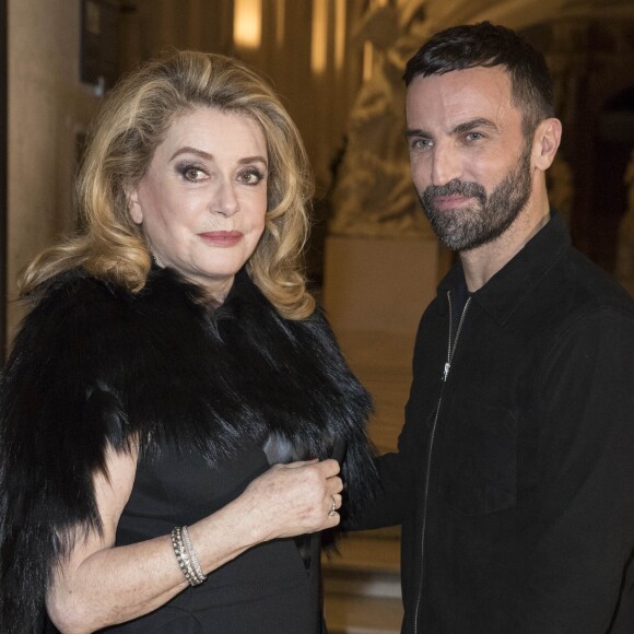 Catherine Deneuve et Nicolas Ghesquière au défilé de mode PAP Femme automne-hiver 2018-2019 Louis Vuitton à Paris le 6 mars 2018 © Olivier Borde / Bestimage