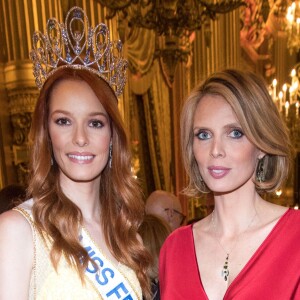 Exclusif - Maëva Coucke (Miss France 2018) et Sylvie Tellier (Enceinte) - Avant-première de la nouvelle saison "Festival Pirates et Princesses" de Disneyland Paris au Palais Garnier à Paris, France, le 9 mars 2018. © Cyril Moreau/Bestimage