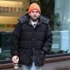 Jonah Hill, chaudement vêtu dans la rue à New York le 13 mars 2018.  New York, NY - Actor Jonah Hill keeps warm in a large black coat and beanie while out and about in New York City.13/03/2018 - New York