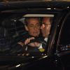 Nicolas Sarkozy et sa femme Carla Bruni-Sarkozy - Nicolas Sarkozy s'est rendu sur le plateau de TF1 lors du journal télévisé de 20 heures après sa mise en examen puis a été dîner avec sa femme Carla et son équipe dans le restaurant italien de la rue de la Pompe "Giulio Rebellato" à Paris le 22 mars 2018.
