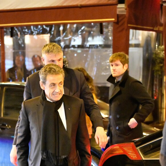 Nicolas Sarkozy - Il s'est rendu sur le plateau de TF1 lors du journal télévisé de 20 heures après sa mise en examen puis a été dîner avec sa femme Carla et son équipe dans le restaurant italien de la rue de la Pompe "Giulio Rebellato" à Paris le 22 mars 2018.