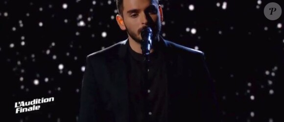 Gabriel lors de l'audition finale de "The Voice 7" (TF1), épisode diffusé samedi 24 mars 2018.