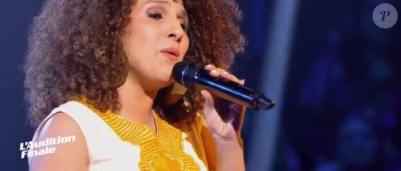 Meryem lors de l'audition finale de "The Voice 7" (TF1), épisode diffusé samedi 24 mars 2018.