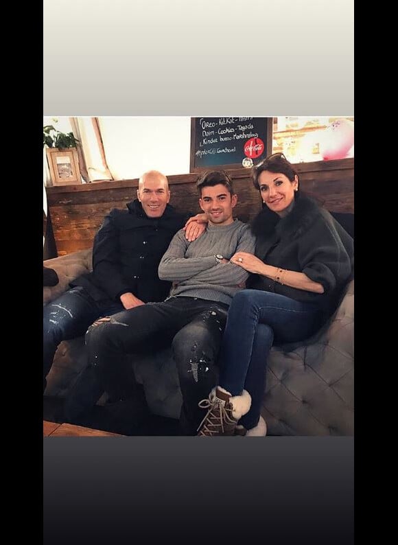 Zinédine Zidane, sa femme Véronique et leur fils Enzo sur Instagram le 26 mars 2018.