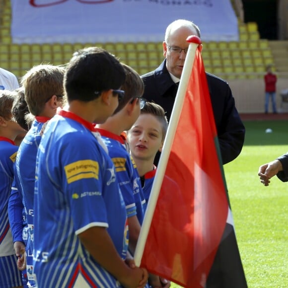 Le prince Albert II de Monaco, la princesse Charlene de Monaco et leurs enfants, le prince Jacques et la princesse Gabriella - 8ème édition du tournoi de rugby Sainte-Dévote au Stade Louis II à Monaco, le 31 mars 2018. © Jean-François Ottonello/Nice Matin/Bestimage