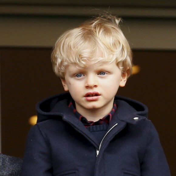 La princesse Charlene de Monaco et son fils le prince Jacques de Monaco - 8ème édition du tournoi de rugby Sainte-Dévote au Stade Louis II à Monaco, le 31 mars 2018. © Jean-François Ottonello/Nice Matin/Bestimage