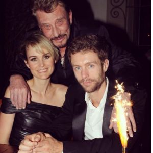 Laeticia Hallyday avec son mari Johnny et son frère Grégory qui fête son anniversaire, à Los Angeles. Instagram, février 2017.