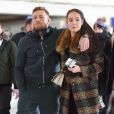 Exclusif - Conor McGregor et sa compagne Dee Devlin à l'aéroport JFK de New York le 3 février 2018.