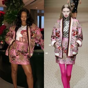 Rihanna craque pour une tenue Dolce & Gabbana collection automne-hiver 2018-2019.